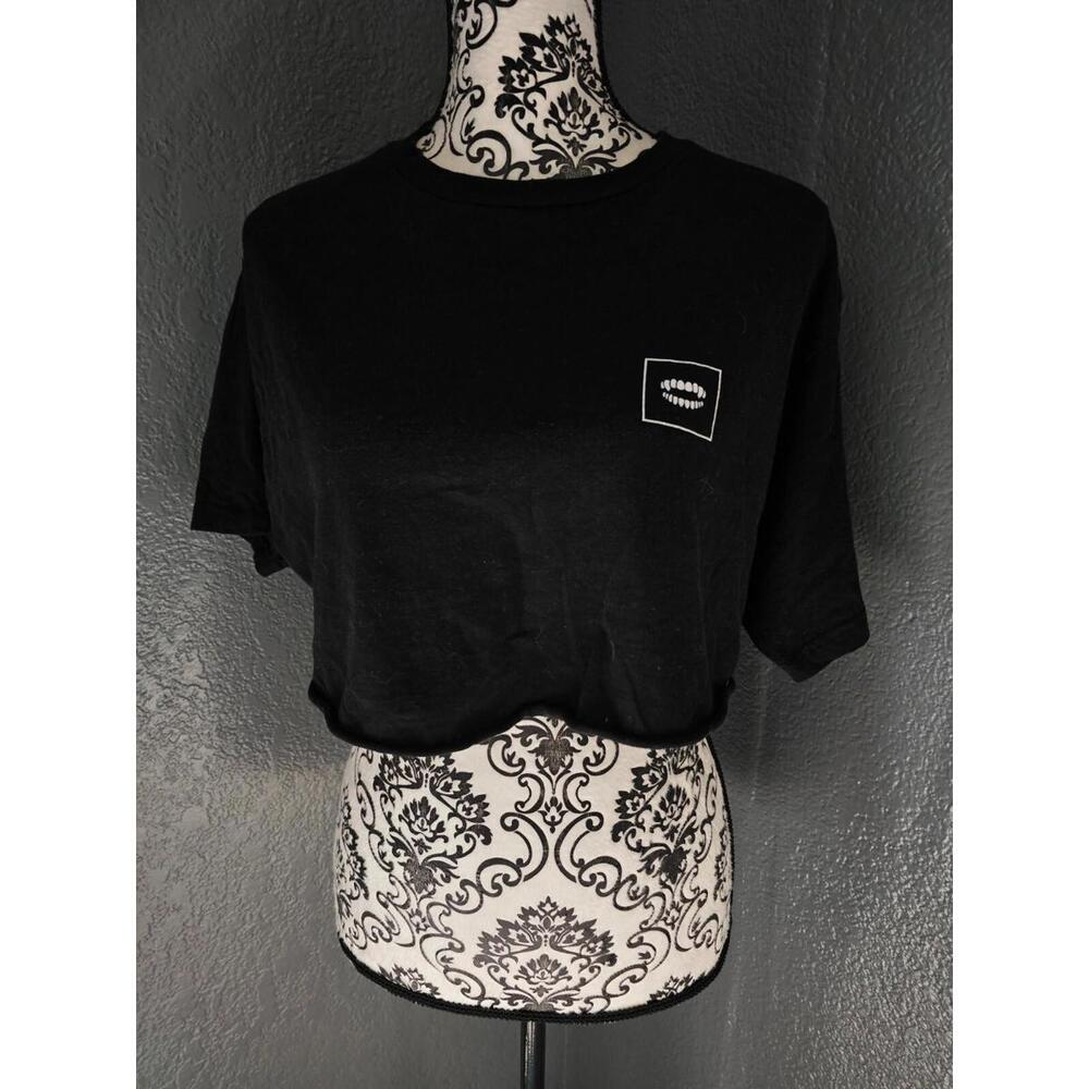 Women's Chomp Crop Top Blouse Short Sleeves Black Size Large Skeleton Dead Sexy